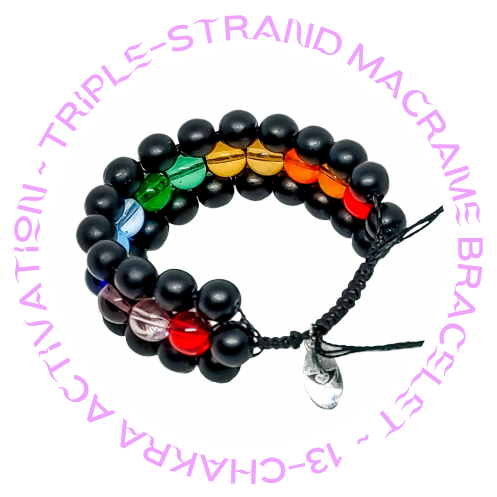 13-Chakra Activation | Triple-Strand Macrame Bracelet | Circle Image